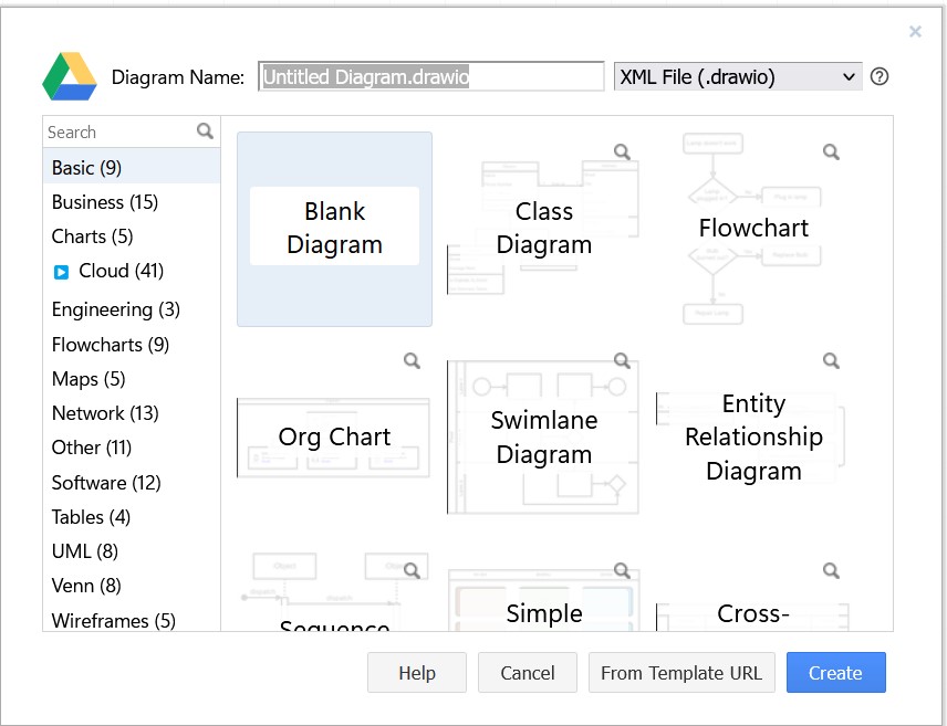 Creating diagram in diagram.net